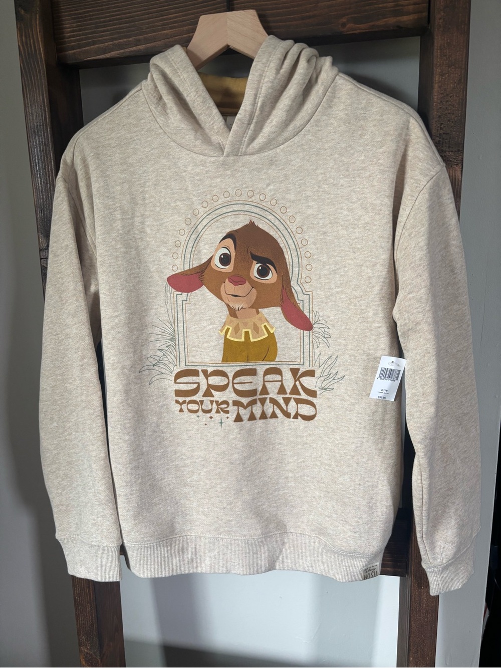 Disney Beige 'Speak Your Mind' Kids Hoodie with Rabbit Graphic